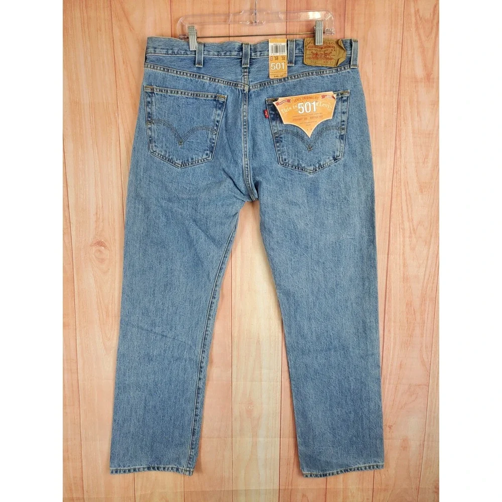 Levi's 501 Mens Jeans Sz 38 X 32 Blue Denim 100% Cotton Button Fly Straight-Leg